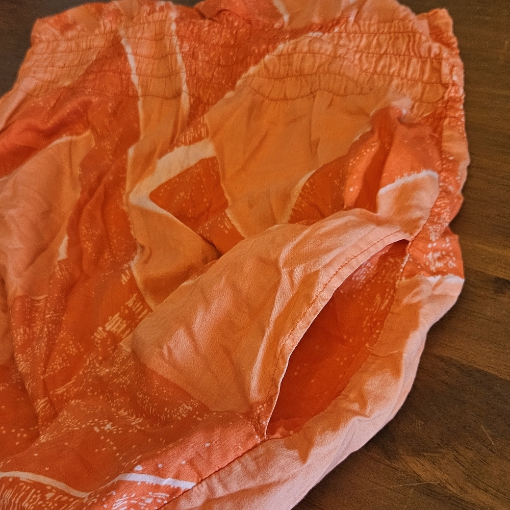 Hurley Cotton Mini Sun Dress Beach Summer Orange Print Size XL - Picture 10 of 12